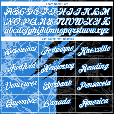 Custom Graffiti Pattern White Black-Powder Blue Scratch 3D Performance T-Shirt