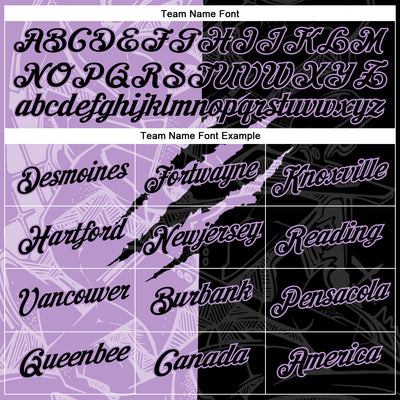 Custom Graffiti Pattern Black-Light Purple Scratch 3D Performance T-Shirt