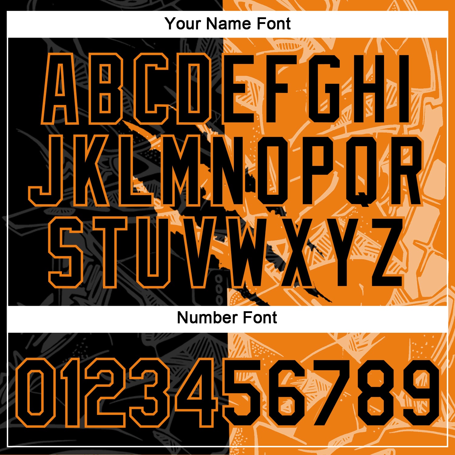 Custom Graffiti Pattern Black-Bay Orange Scratch 3D Performance T-Shirt