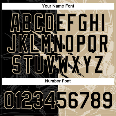 Custom Graffiti Pattern Black-Vegas Gold Scratch 3D Performance T-Shirt