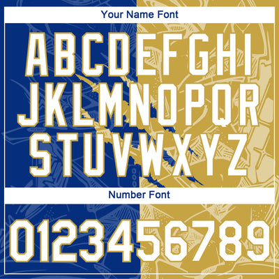 Custom Graffiti Pattern White Royal-Old Gold Scratch 3D Performance T-Shirt