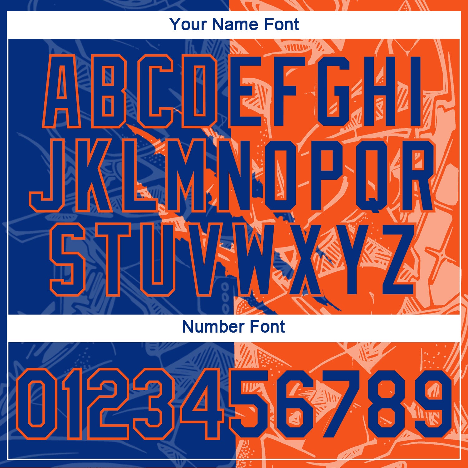 Custom Graffiti Pattern Royal-Orange Scratch 3D Performance T-Shirt