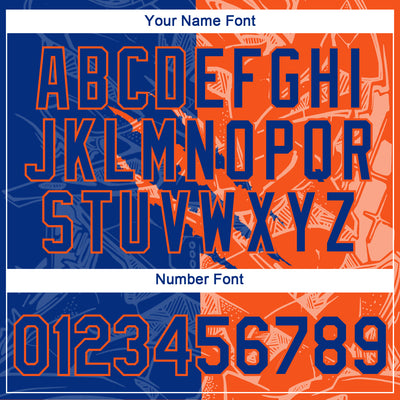 Custom Graffiti Pattern Royal-Orange Scratch 3D Performance T-Shirt