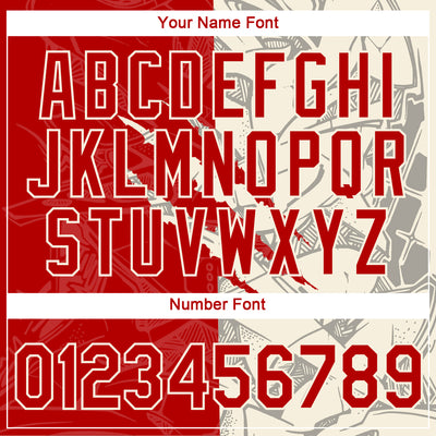 Custom Graffiti Pattern Red-Cream Scratch 3D Performance T-Shirt