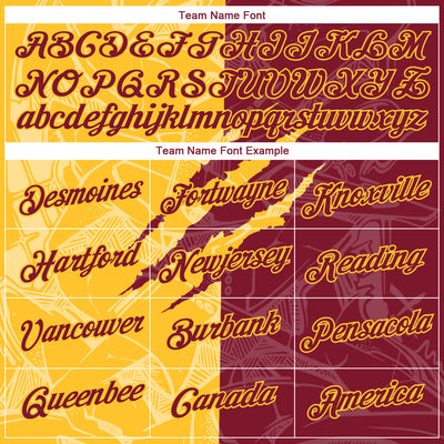 Custom Graffiti Pattern Crimson-Gold Scratch 3D Performance T-Shirt