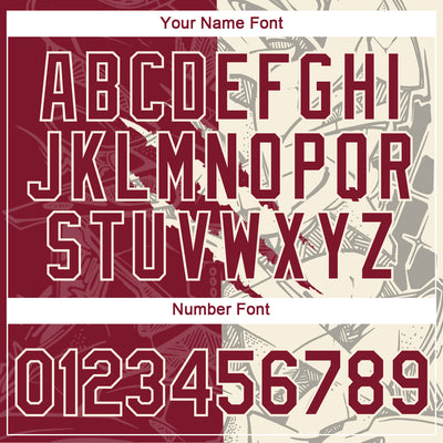 Custom Graffiti Pattern Crimson-Cream Scratch 3D Performance T-Shirt