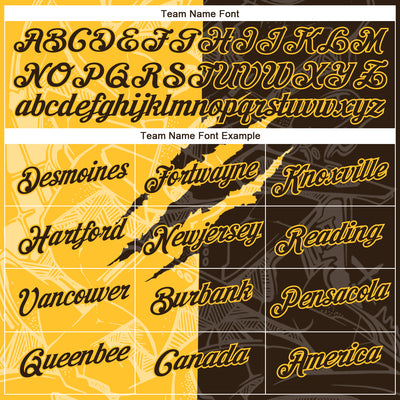 Custom Graffiti Pattern Brown-Gold Scratch 3D Performance T-Shirt