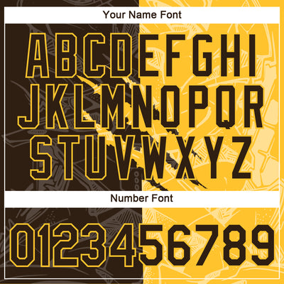 Custom Graffiti Pattern Brown-Gold Scratch 3D Performance T-Shirt