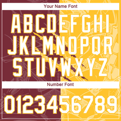 Custom Graffiti Pattern White Burgundy-Gold Scratch 3D Performance T-Shirt