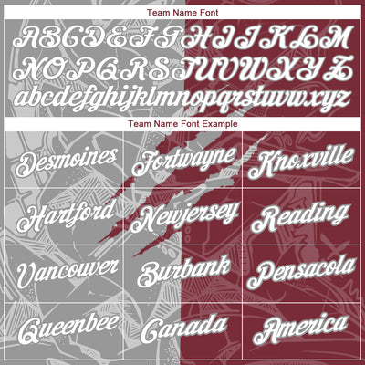 Custom Graffiti Pattern White Burgundy-Gray Scratch 3D Performance T-Shirt