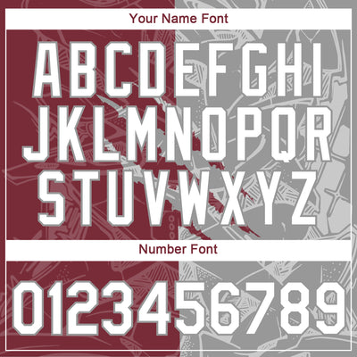 Custom Graffiti Pattern White Burgundy-Gray Scratch 3D Performance T-Shirt