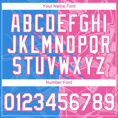 Custom Graffiti Pattern White Powder Blue-Pink Scratch 3D Performance T-Shirt