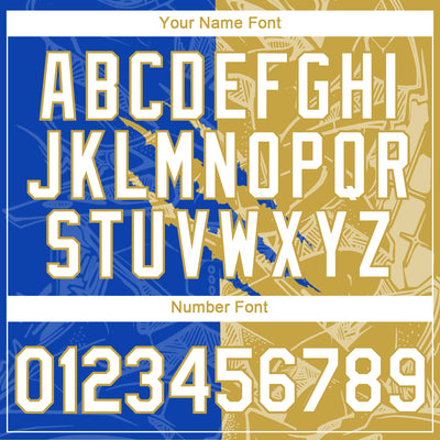 Custom Graffiti Pattern White Thunder Blue-Old Gold Scratch 3D Performance T-Shirt