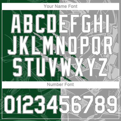 Custom Graffiti Pattern White Green-Gray Scratch 3D Performance T-Shirt