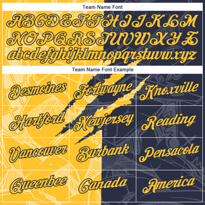 Custom Graffiti Pattern Gold-Navy Scratch 3D Performance T-Shirt