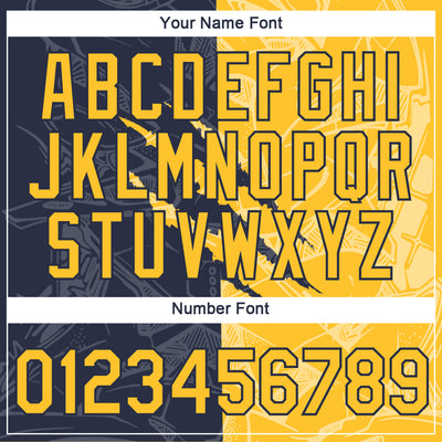 Custom Graffiti Pattern Gold-Navy Scratch 3D Performance T-Shirt