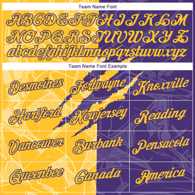 Custom Graffiti Pattern Gold-Purple Scratch 3D Performance T-Shirt