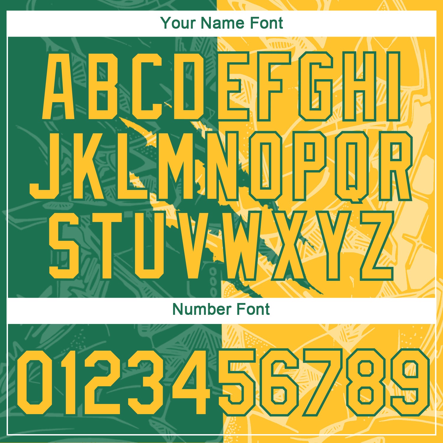 Custom Graffiti Pattern Gold-Kelly Green Scratch 3D Performance T-Shirt