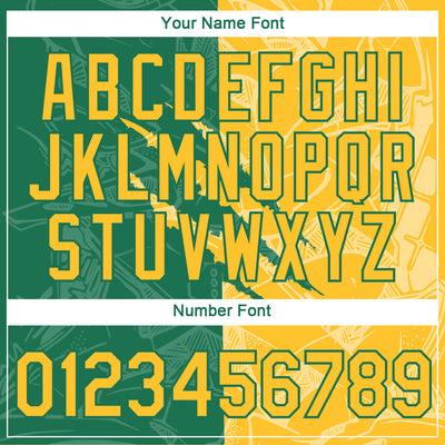 Custom Graffiti Pattern Gold-Kelly Green Scratch 3D Performance T-Shirt