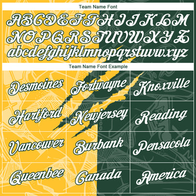 Custom Graffiti Pattern White Green-Gold Scratch 3D Performance T-Shirt