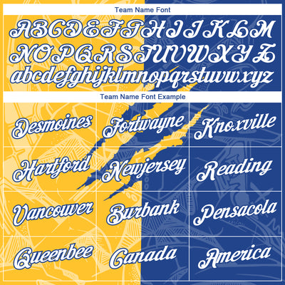 Custom Graffiti Pattern White Royal-Gold Scratch 3D Performance T-Shirt