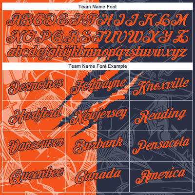 Custom Graffiti Pattern Orange-Navy Scratch 3D Performance T-Shirt