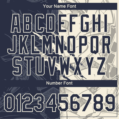 Custom Graffiti Pattern Navy-Cream Scratch 3D Performance T-Shirt