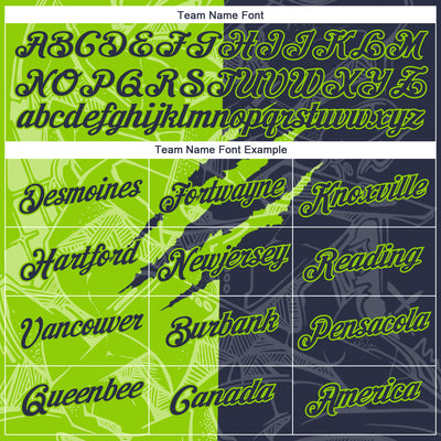 Custom Graffiti Pattern Navy-Neon Green Scratch 3D Performance T-Shirt