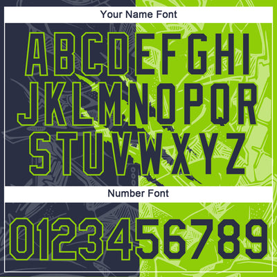 Custom Graffiti Pattern Navy-Neon Green Scratch 3D Performance T-Shirt