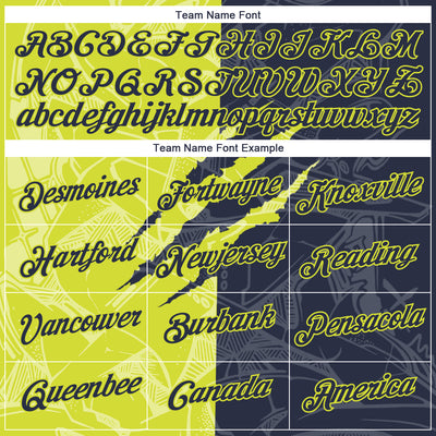 Custom Graffiti Pattern Navy-Neon Yellow Scratch 3D Performance T-Shirt