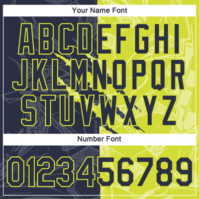 Custom Graffiti Pattern Navy-Neon Yellow Scratch 3D Performance T-Shirt