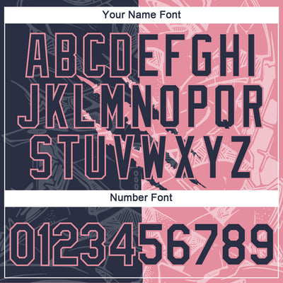 Custom Graffiti Pattern Navy-Medium Pink Scratch 3D Performance T-Shirt