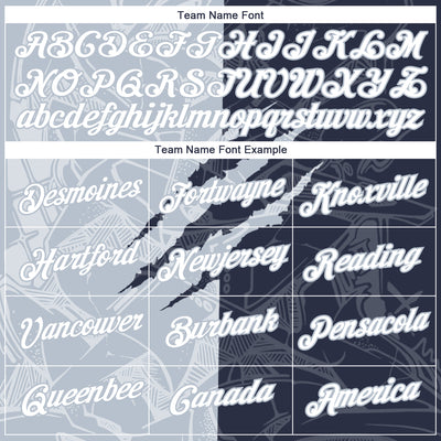 Custom Graffiti Pattern White Navy-Silver Scratch 3D Performance T-Shirt