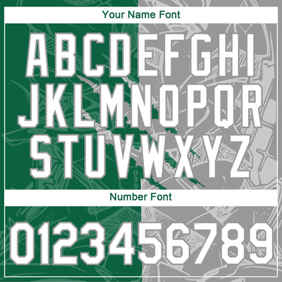 Custom Graffiti Pattern White Kelly Green-Gray Scratch 3D Performance T-Shirt