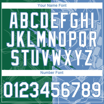 Custom Graffiti Pattern White Kelly Green-Light Blue Scratch 3D Performance T-Shirt