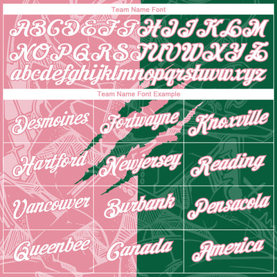 Custom Graffiti Pattern White Kelly Green-Medium Pink Scratch 3D Performance T-Shirt