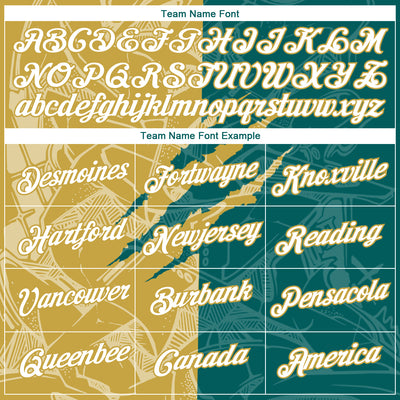 Custom Graffiti Pattern White Teal-Old Gold Scratch 3D Performance T-Shirt