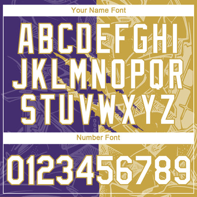 Custom Graffiti Pattern White Purple-Old Gold Scratch 3D Performance T-Shirt