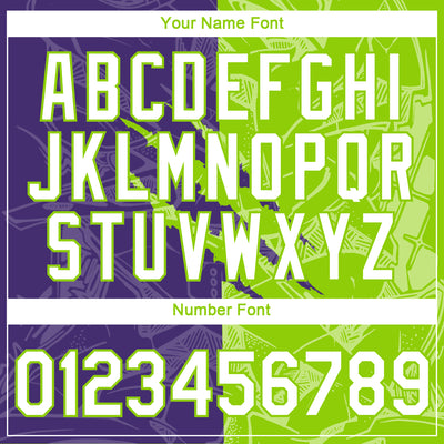 Custom Graffiti Pattern White Purple-Neon Green Scratch 3D Performance T-Shirt