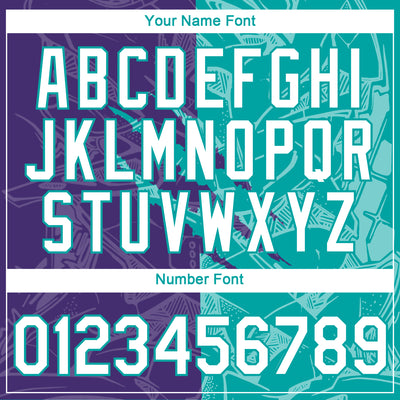 Custom Graffiti Pattern White Purple-Aqua Scratch 3D Performance T-Shirt