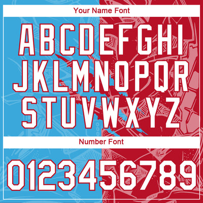 Custom Graffiti Pattern White Sky Blue-Red Scratch 3D Performance T-Shirt