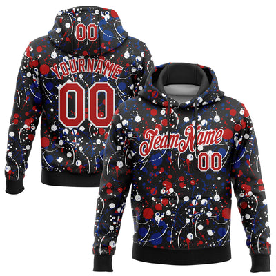 Custom Stitched Graffiti Pattern Red Black-White 3D Splash Grunge Art Sports Pullover Sweatshirt Hoodie