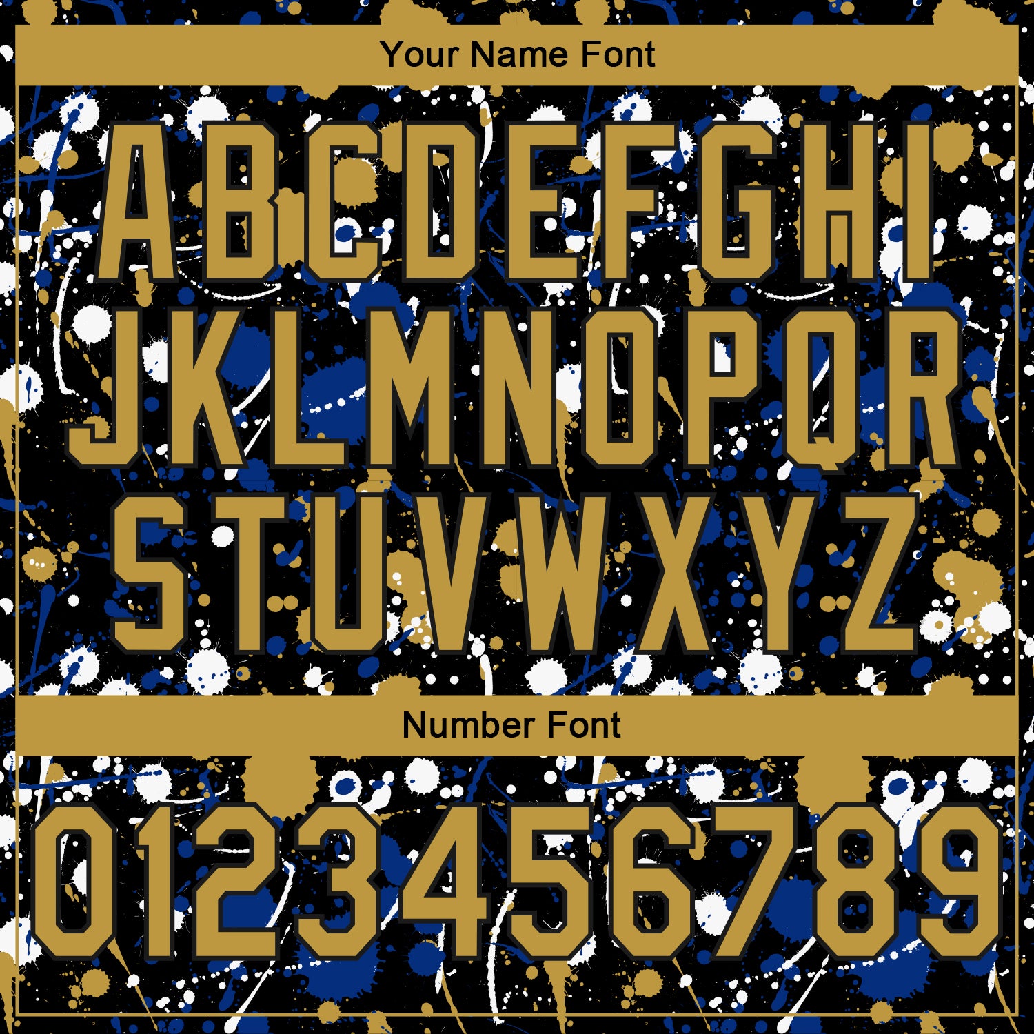 Custom Stitched Graffiti Pattern Old Gold-Black 3D Splash Grunge Art Sports Pullover Sweatshirt Hoodie