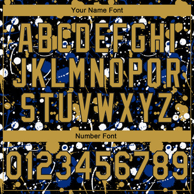 Custom Stitched Graffiti Pattern Old Gold-Black 3D Splash Grunge Art Sports Pullover Sweatshirt Hoodie