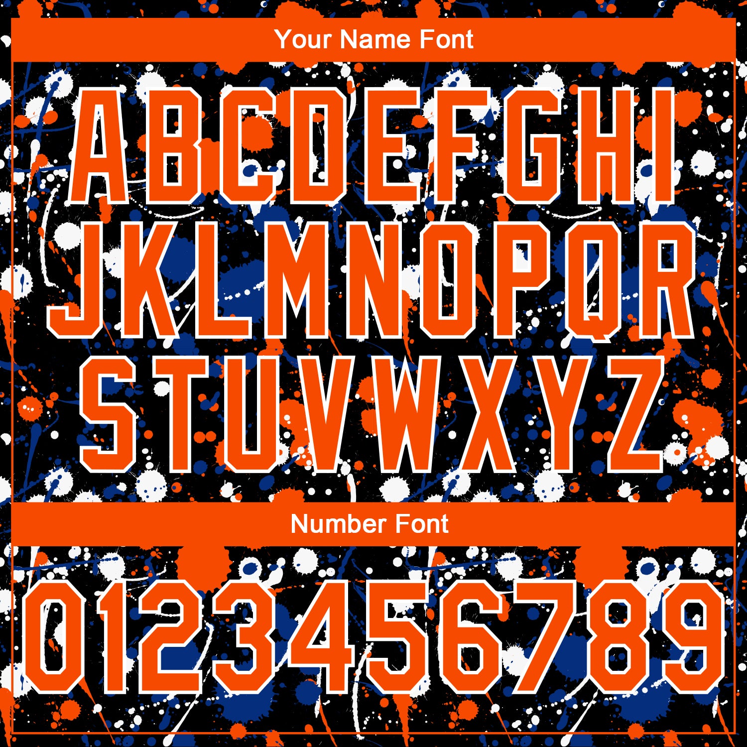 Custom Stitched Graffiti Pattern Orange Black-White 3D Splash Grunge Art Sports Pullover Sweatshirt Hoodie