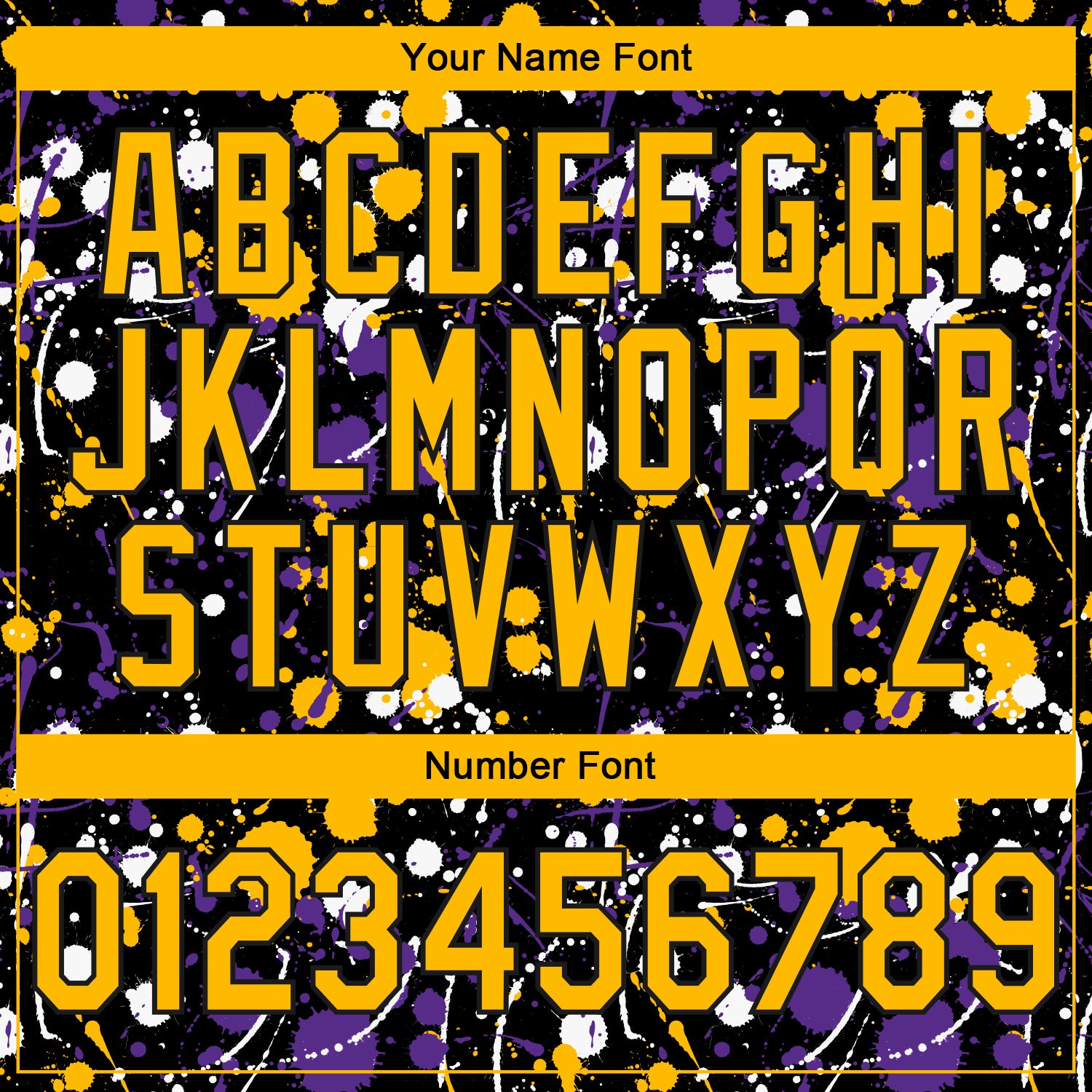 Custom Stitched Graffiti Pattern Gold-Black 3D Splash Grunge Art Sports Pullover Sweatshirt Hoodie