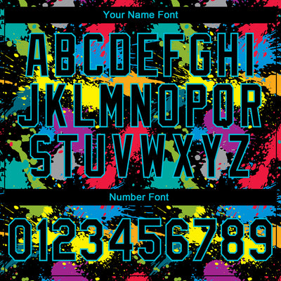 Custom Stitched Graffiti Pattern Black-Lakes Blue 3D Splash Grunge Art Sports Pullover Sweatshirt Hoodie