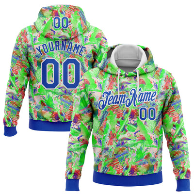 Custom Stitched Graffiti Pattern Thunder Blue-White 3D Watercolor Grunge Art Sports Pullover Sweatshirt Hoodie