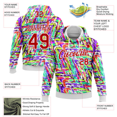 Custom Stitched Graffiti Pattern Red-White 3D Watercolor Grunge Art Sports Pullover Sweatshirt Hoodie