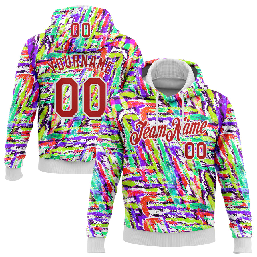 Custom Stitched Graffiti Pattern Red-White 3D Watercolor Grunge Art Sports Pullover Sweatshirt Hoodie